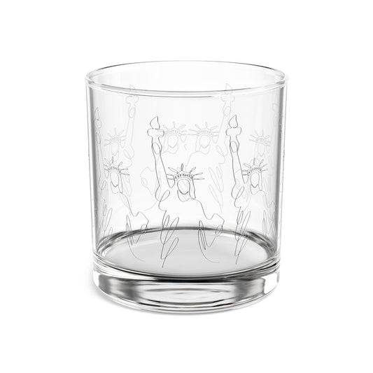 Vintage Style Hand-Engraved Liberty  Rocks Glass, 10oz - Perfect for Cocktails & Celebrations