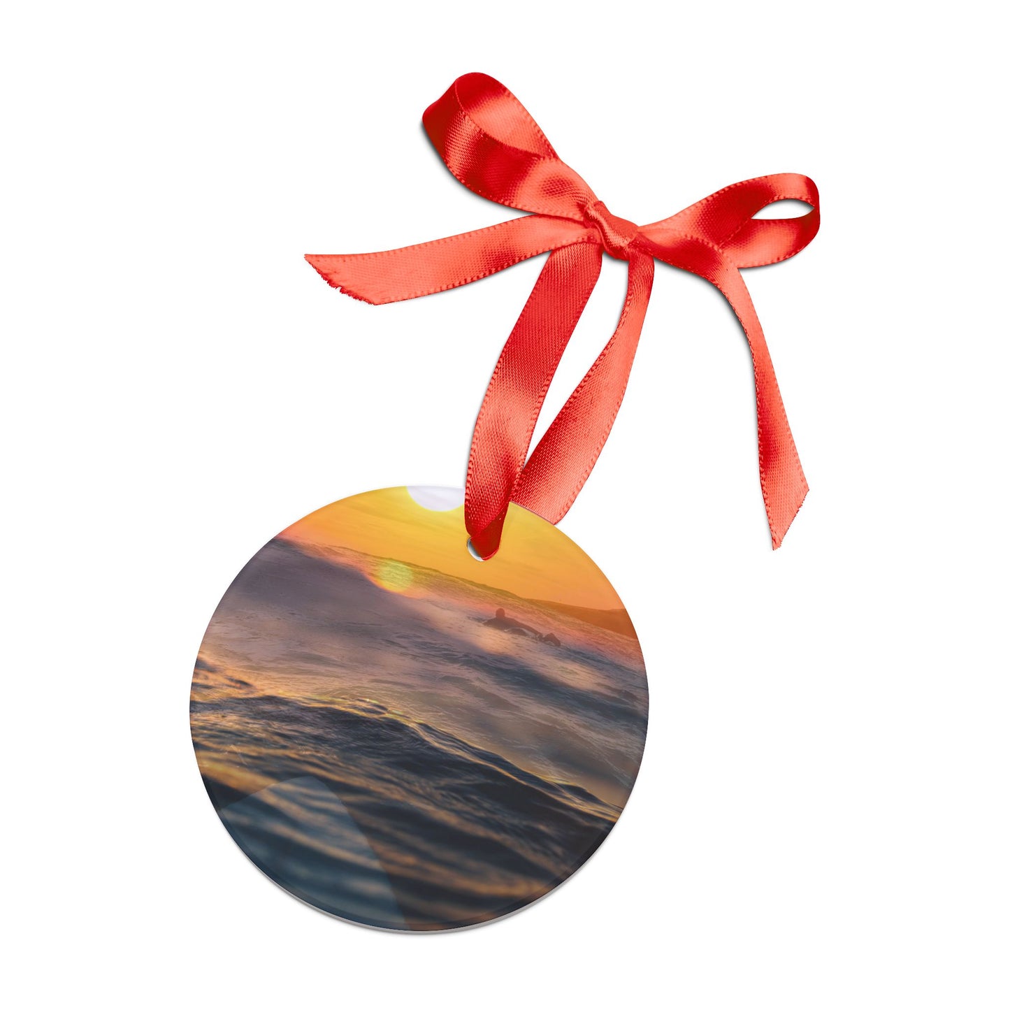Surfing Sunset Ornament