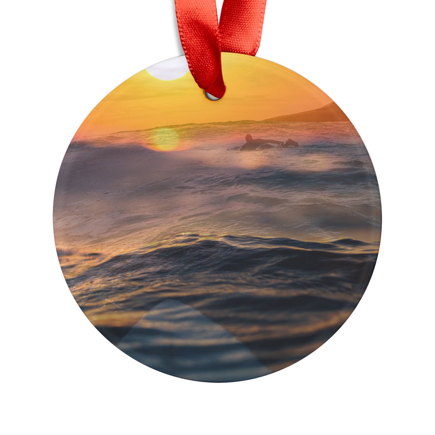 Surfing Sunset Ornament