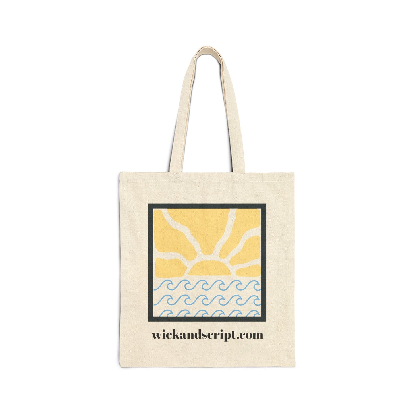 Sunset Waves Cotton Canvas Tote Bag - Eco-Friendly Beach Shopping Bag