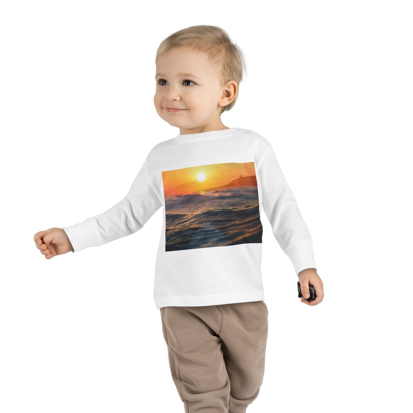 Toddler Long Sleeve Tee - Sunrise Ocean Waves Design