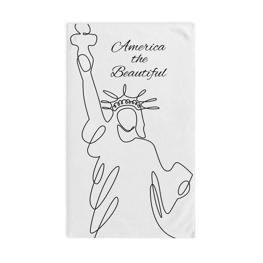 America the Beautiful Hand Towel | Minimalist Statue of Liberty Design